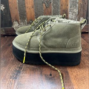 UGG Neumel “Heritage” Platform boot in olive green